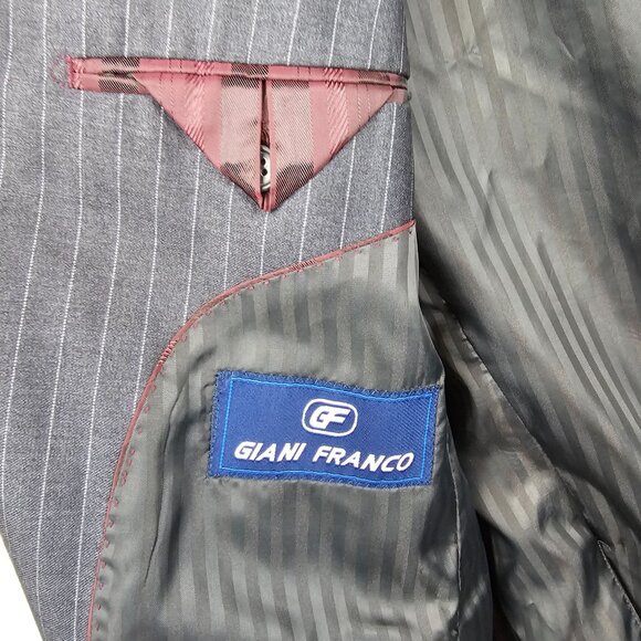Giani Franco Mens 44R Suit Jacket Dk Gray Vertical Pin Striped Super Fine Yarn - Picture 5 of 16